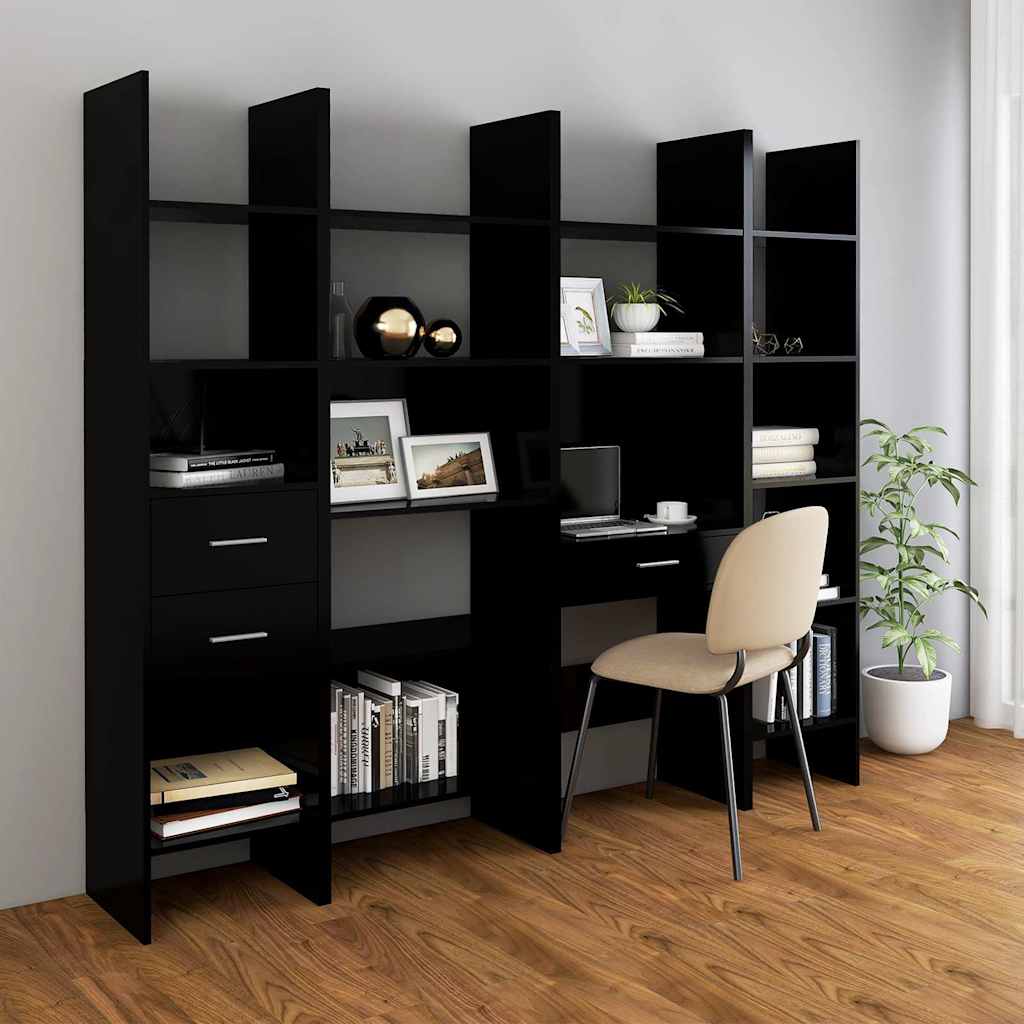 803417 vidaXL Book Cabinet Black 40x35x180 cm Engineered Wood