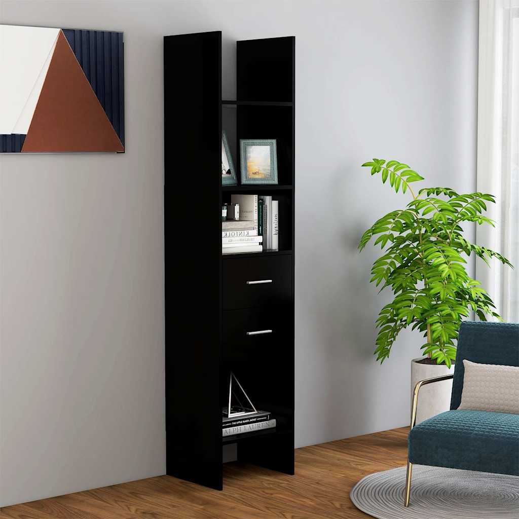 803417 vidaXL Book Cabinet Black 40x35x180 cm Engineered Wood