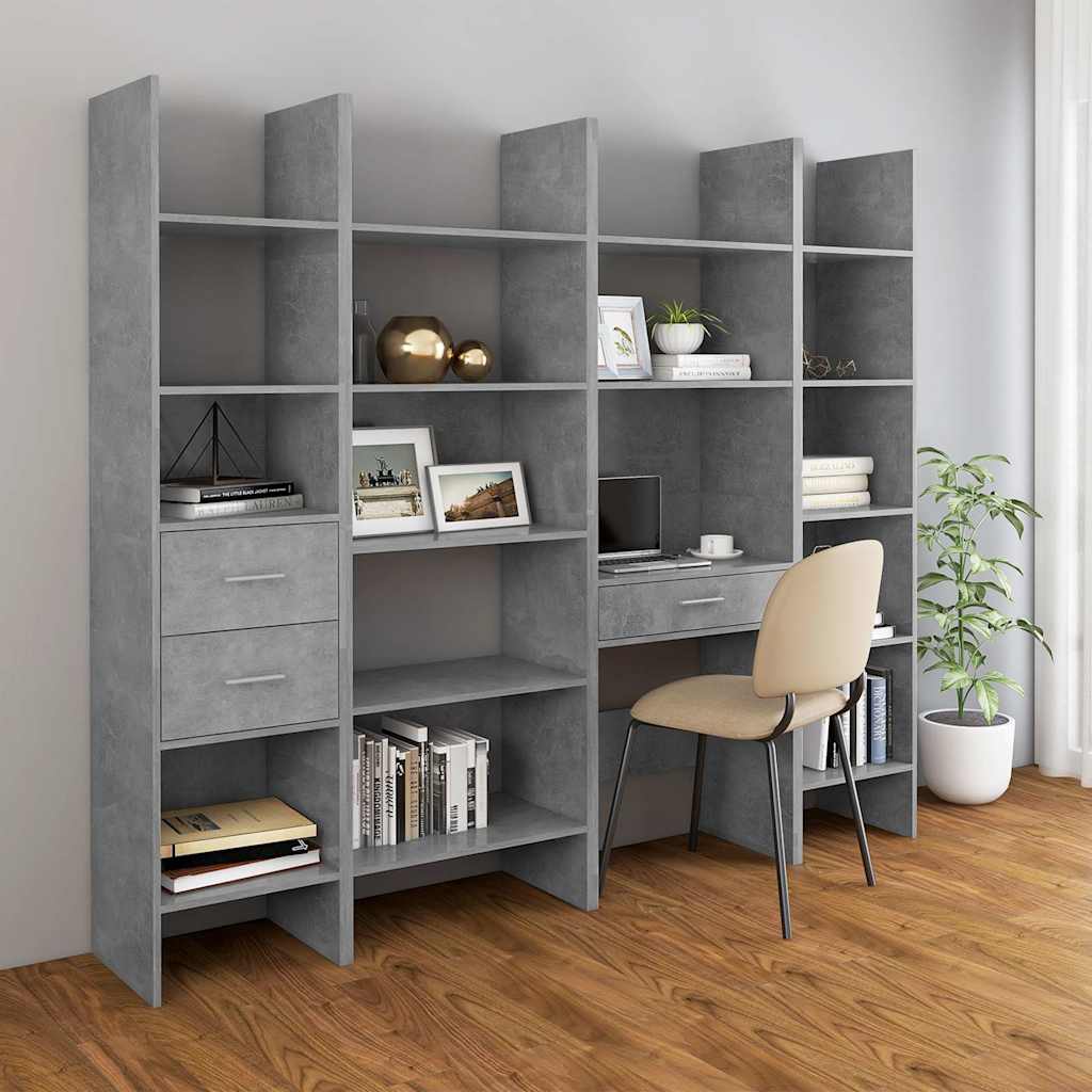 803420 vidaXL Book Cabinet Concrete Grey 40x35x180 cm Engineered Wood