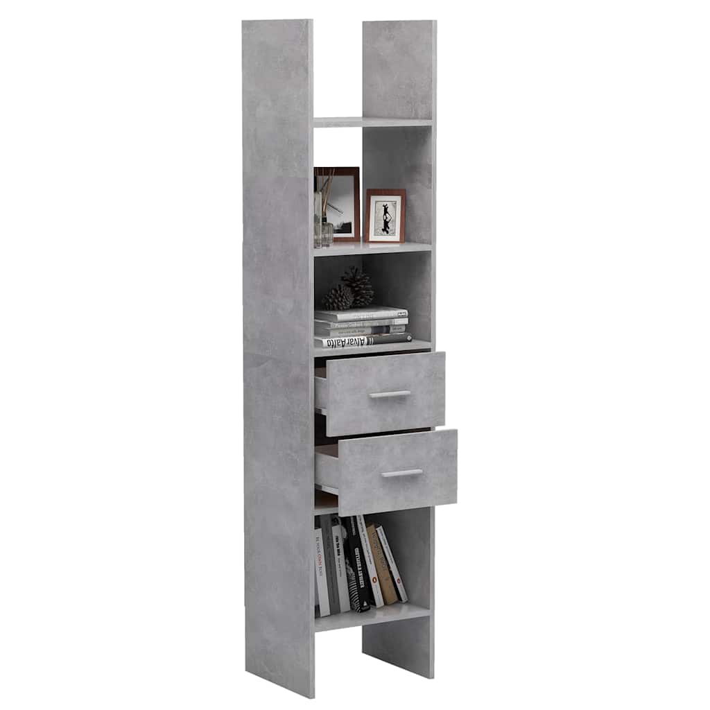 803420 vidaXL Book Cabinet Concrete Grey 40x35x180 cm Engineered Wood