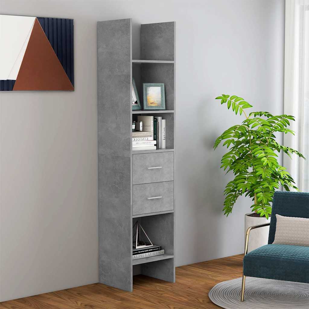 803420 vidaXL Book Cabinet Concrete Grey 40x35x180 cm Engineered Wood