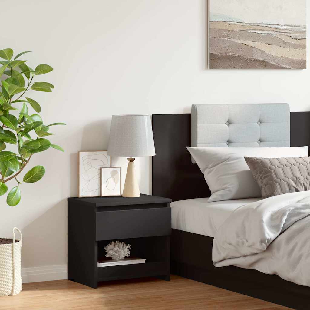 803445 vidaXL Bedside Cabinet Black 40x30x39 cm Engineered Wood