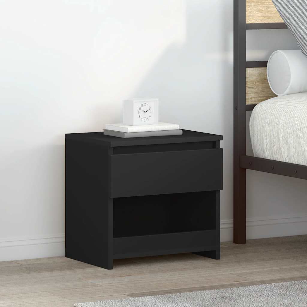 Bedside Cabinet Black 40x30x39 cm Engineered Wood