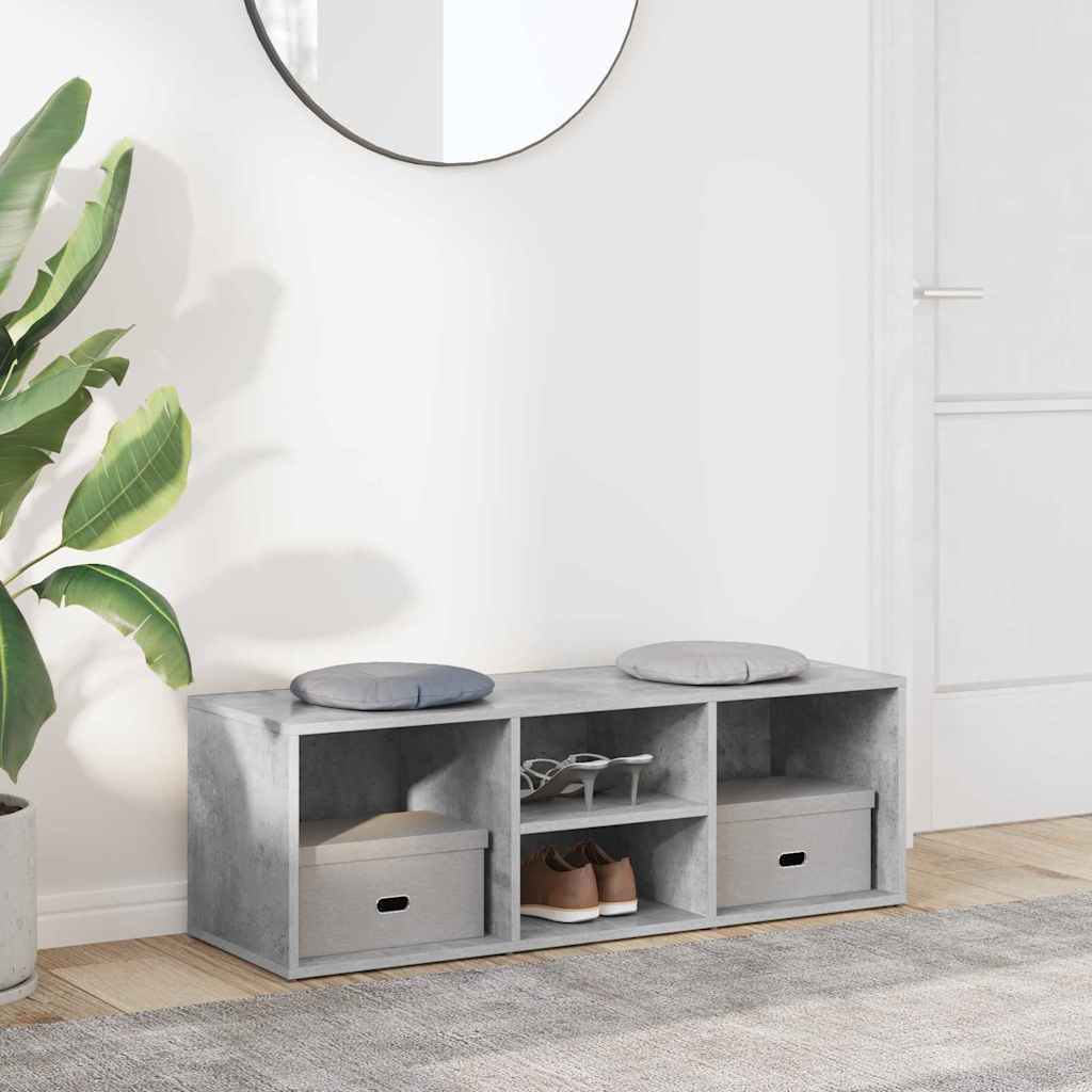 Shoe Storage Bench Concrete Grey 102x35x35 cm Engineered Wood