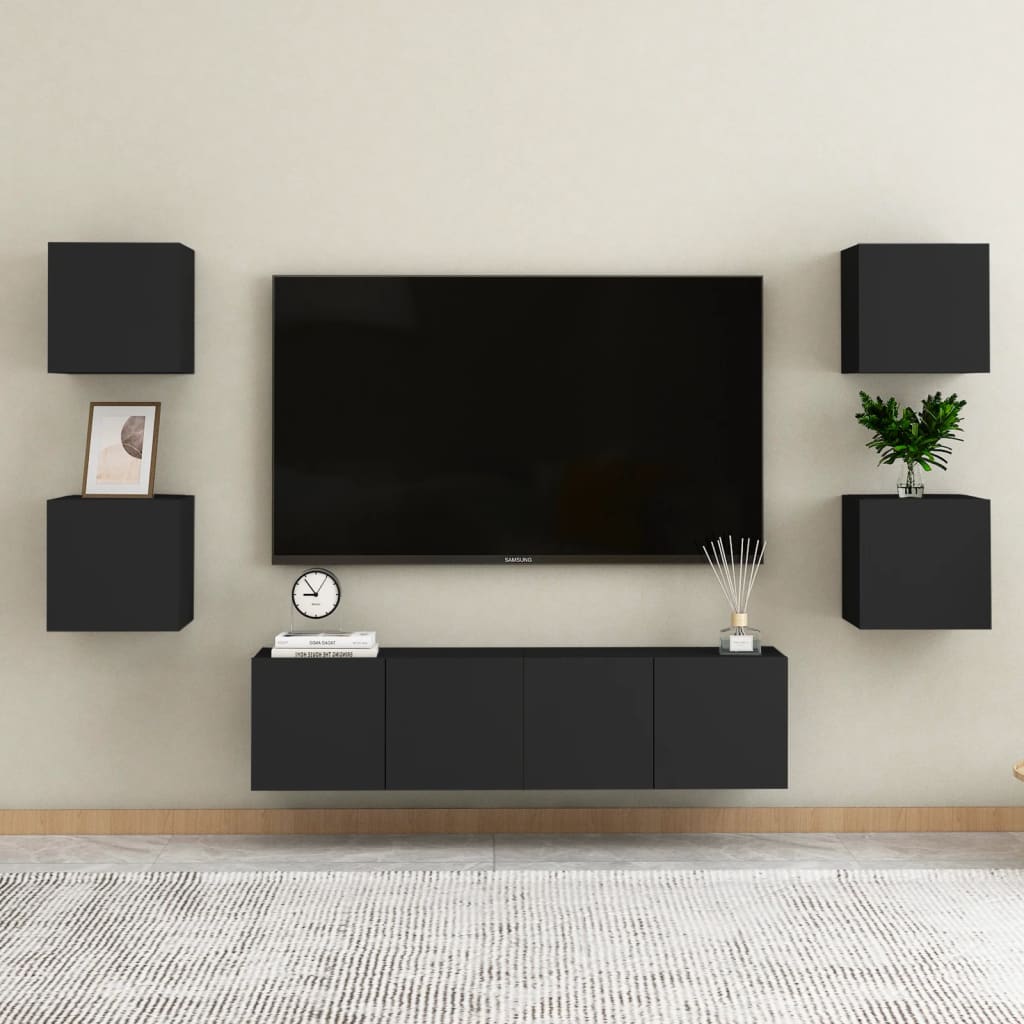 vidaXL Wall Mounted TV Cabinet Black 30.5x30x30 cm