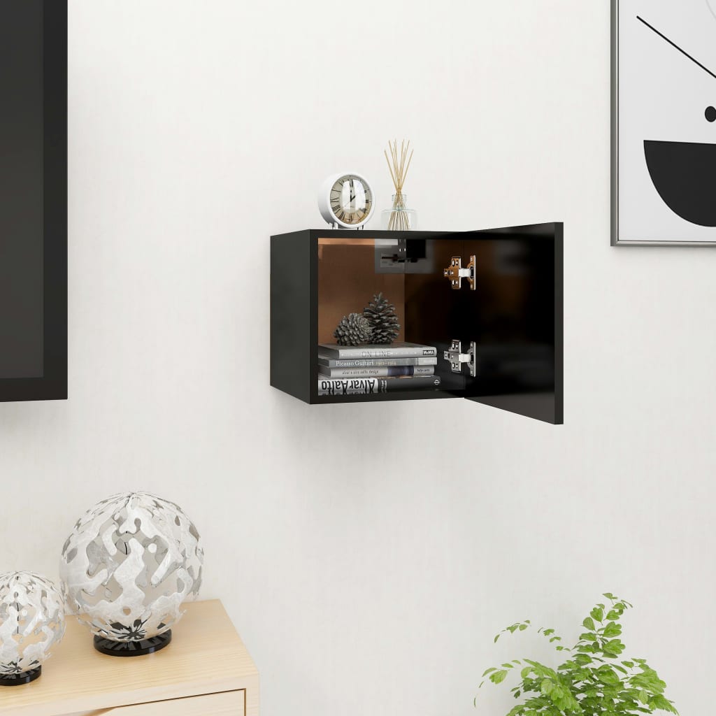 vidaXL Wall Mounted TV Cabinet Black 30.5x30x30 cm