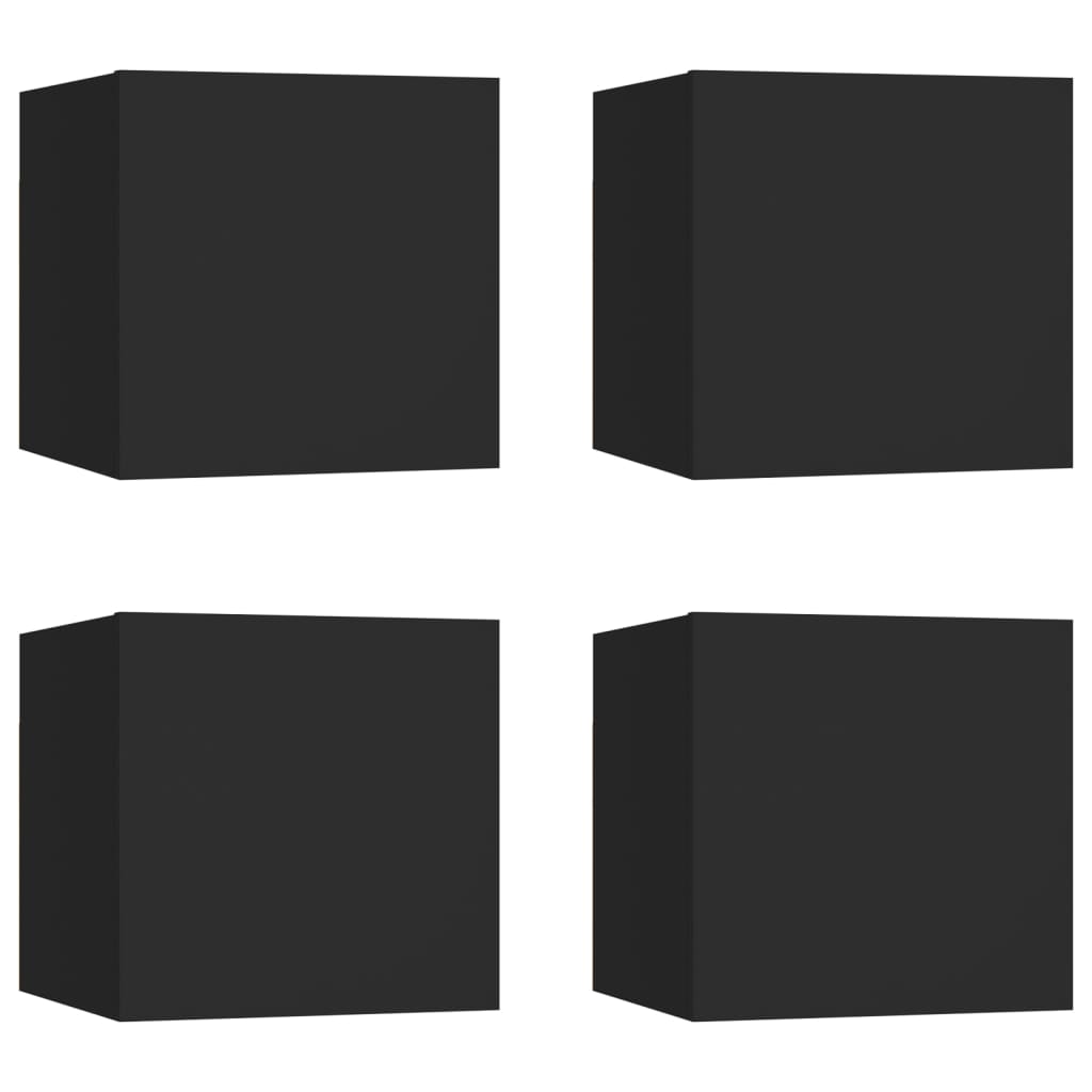 vidaXL Wall Mounted TV Cabinets 4 pcs Black 30.5x30x30 cm