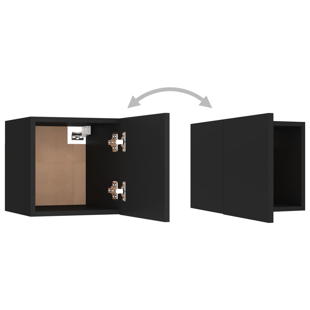 vidaXL Wall Mounted TV Cabinets 4 pcs Black 30.5x30x30 cm