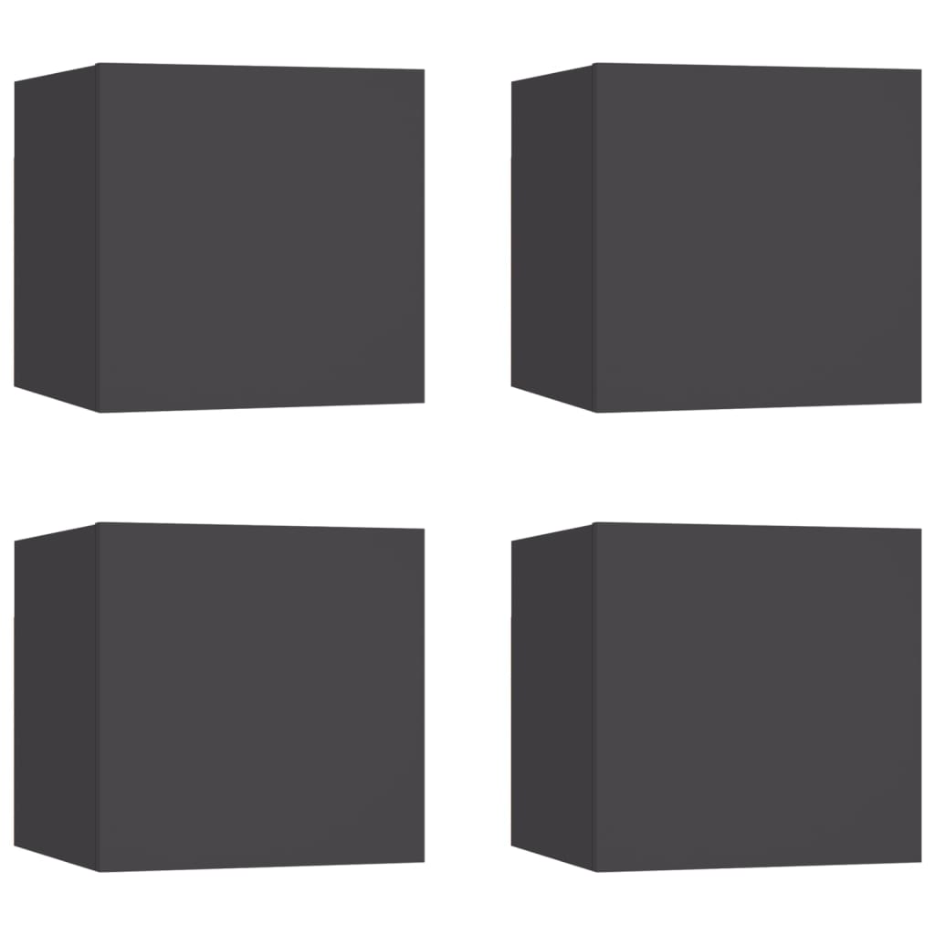 vidaXL Wall Mounted TV Cabinets 4 pcs Grey 30.5x30x30 cm