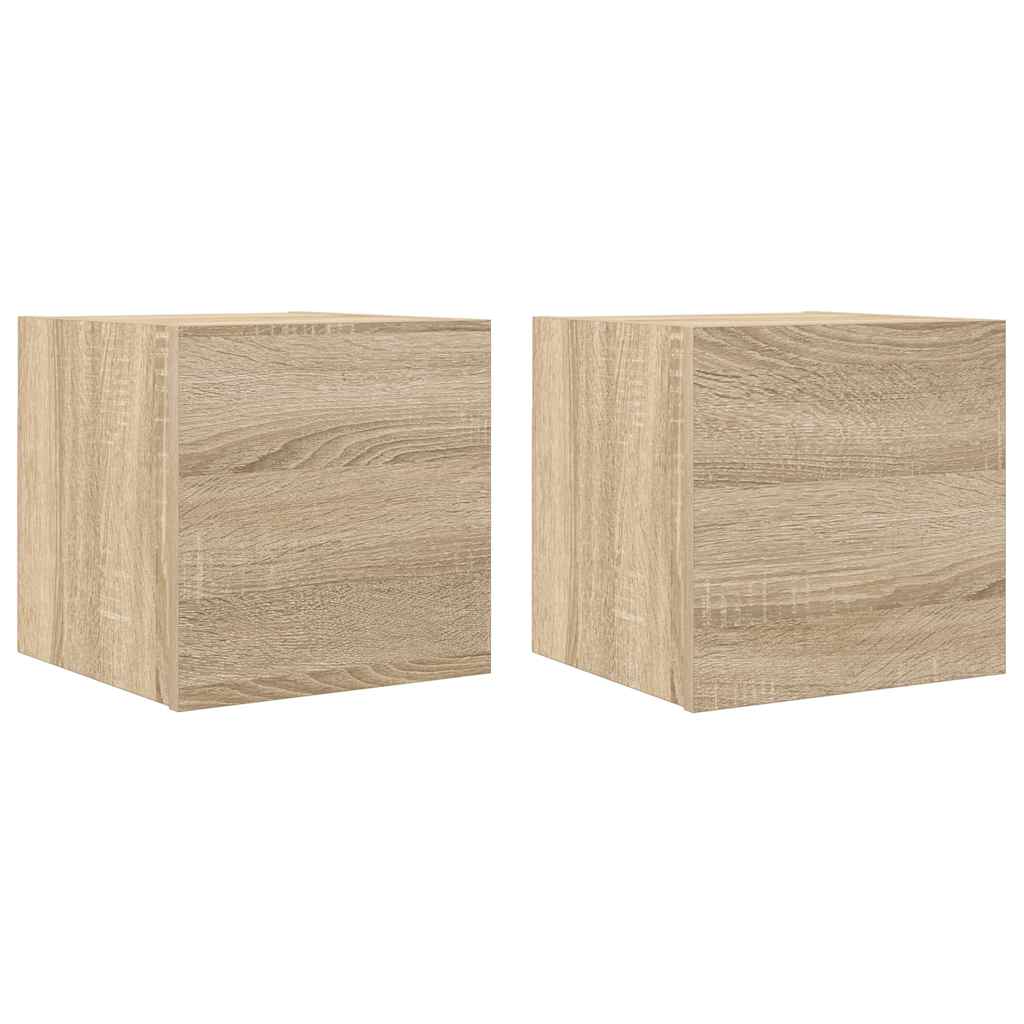 804491 vidaXL 2 Piece Wall-mounted TV Cabinet Set Sonoma Oak 30,5x30x30 cm