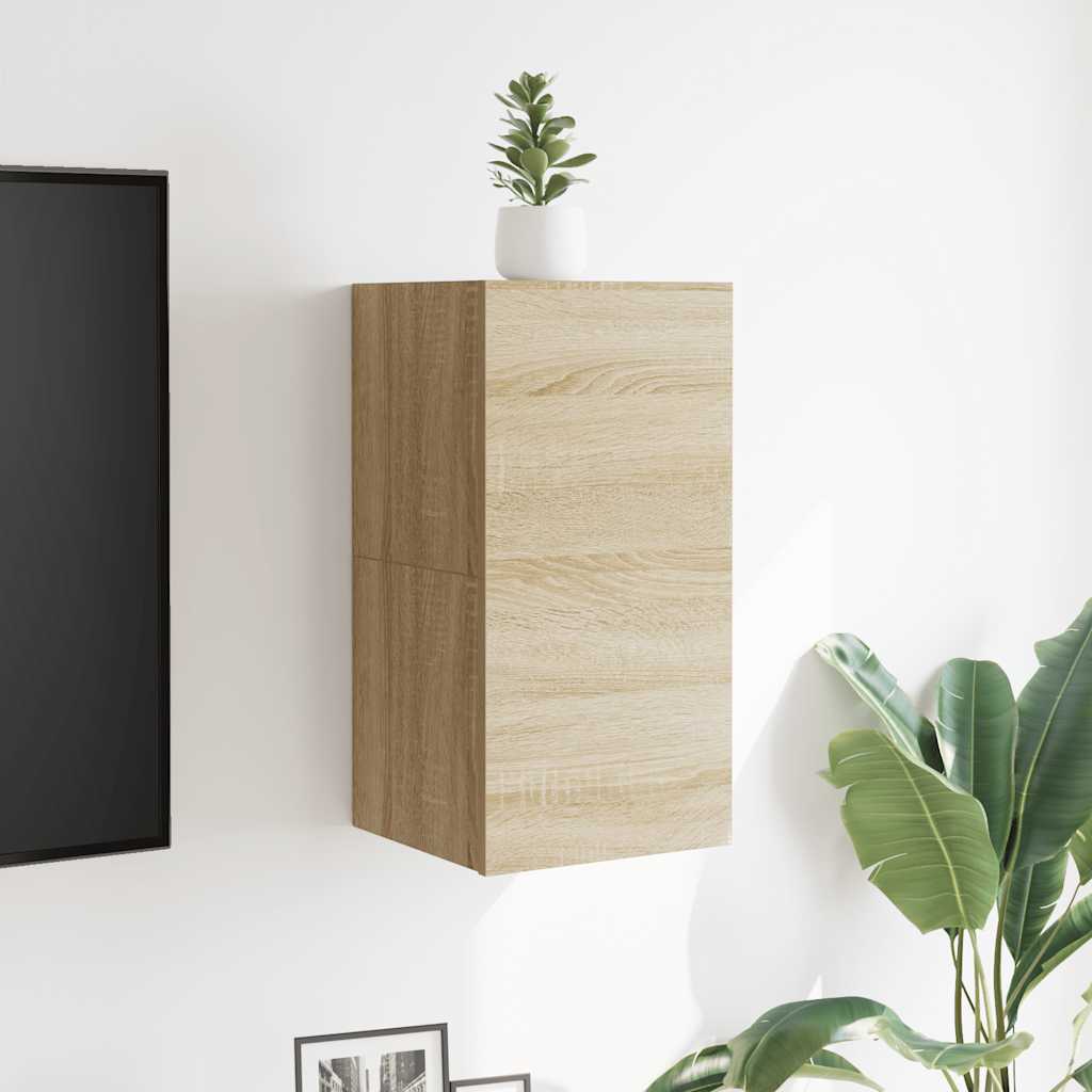 804491 vidaXL 2 Piece Wall-mounted TV Cabinet Set Sonoma Oak 30,5x30x30 cm