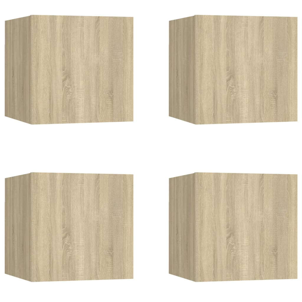 vidaXL Wall Mounted TV Cabinets 4 pcs Sonoma Oak 30.5x30x30 cm