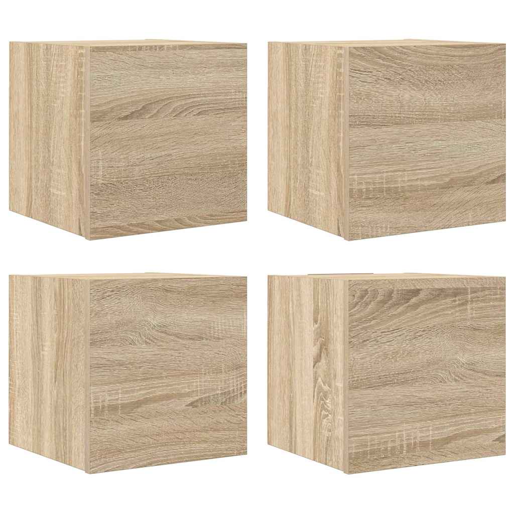 804492 vidaXL 4 Piece Wall-mounted TV Cabinet Set Sonoma Oak 30,5x30x30 cm