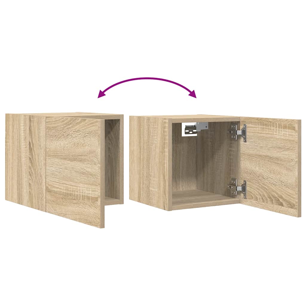 804492 vidaXL 4 Piece Wall-mounted TV Cabinet Set Sonoma Oak 30,5x30x30 cm