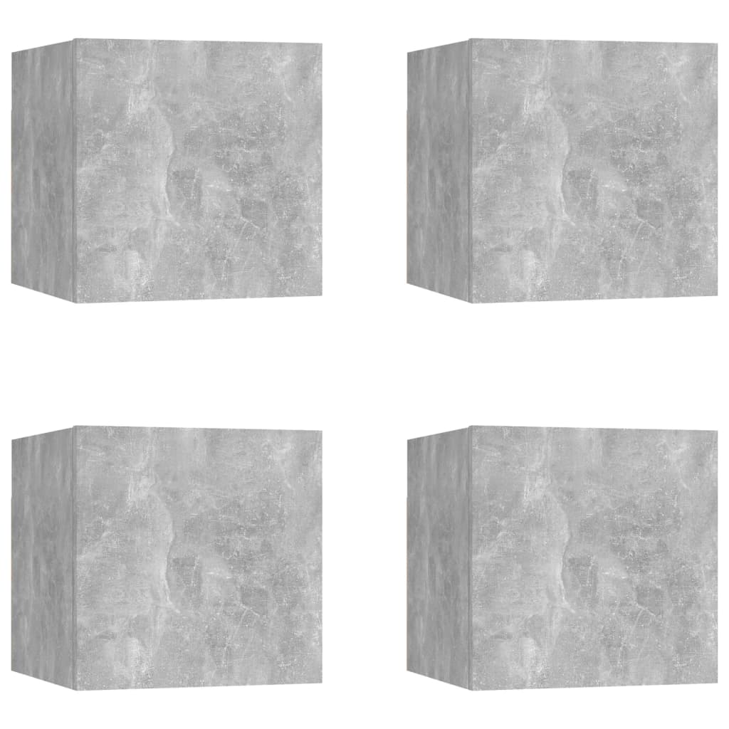 vidaXL Wall Mounted TV Cabinets 4 pcs Concrete Grey 30.5x30x30 cm