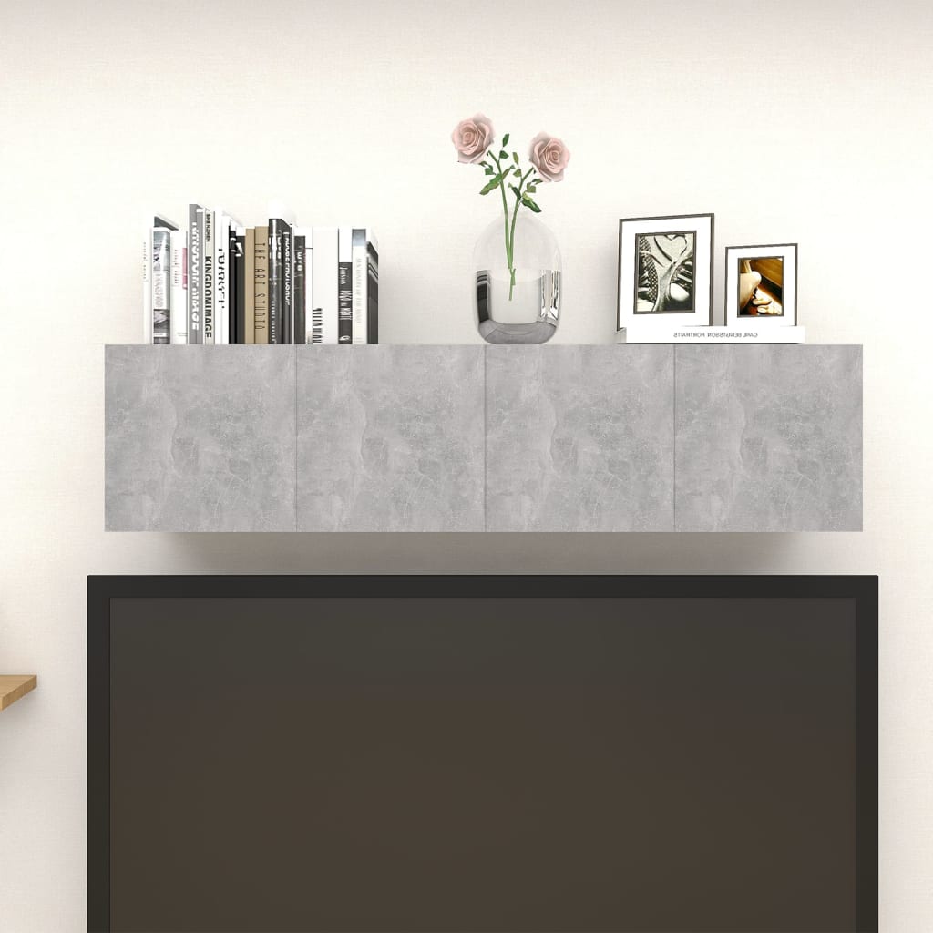 vidaXL Wall Mounted TV Cabinets 4 pcs Concrete Grey 30.5x30x30 cm