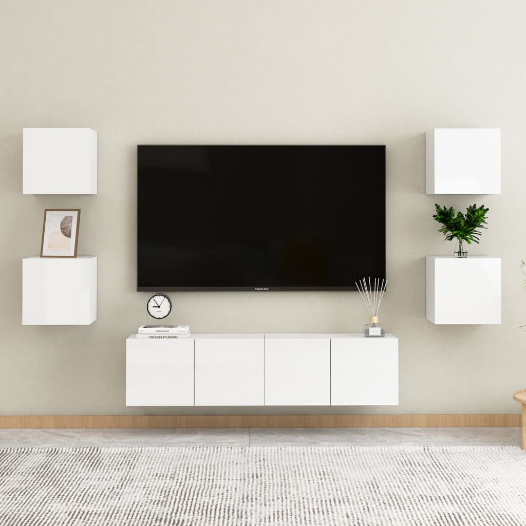 vidaXL Wall Mounted TV Cabinets 2 pcs High Gloss White 30.5x30x30 cm