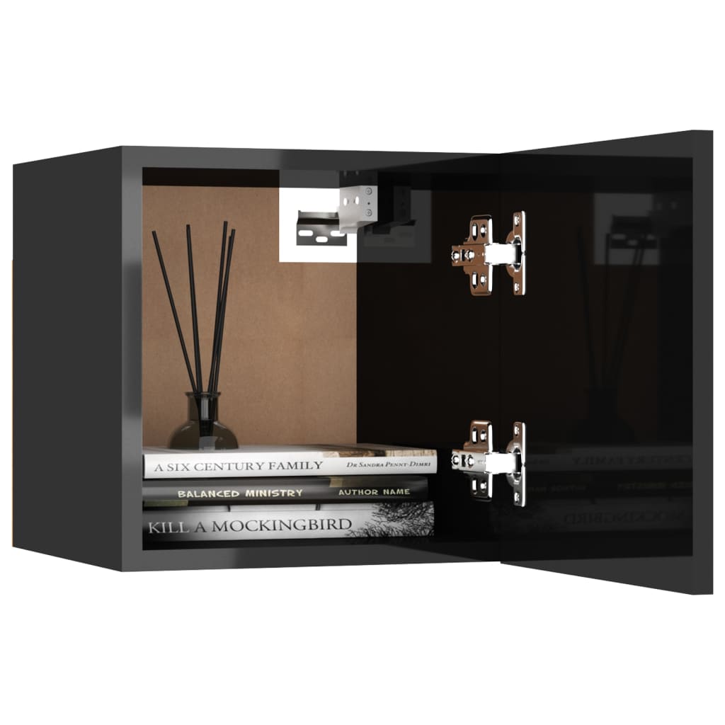 vidaXL Wall Mounted TV Cabinet High Gloss Black 30.5x30x30 cm