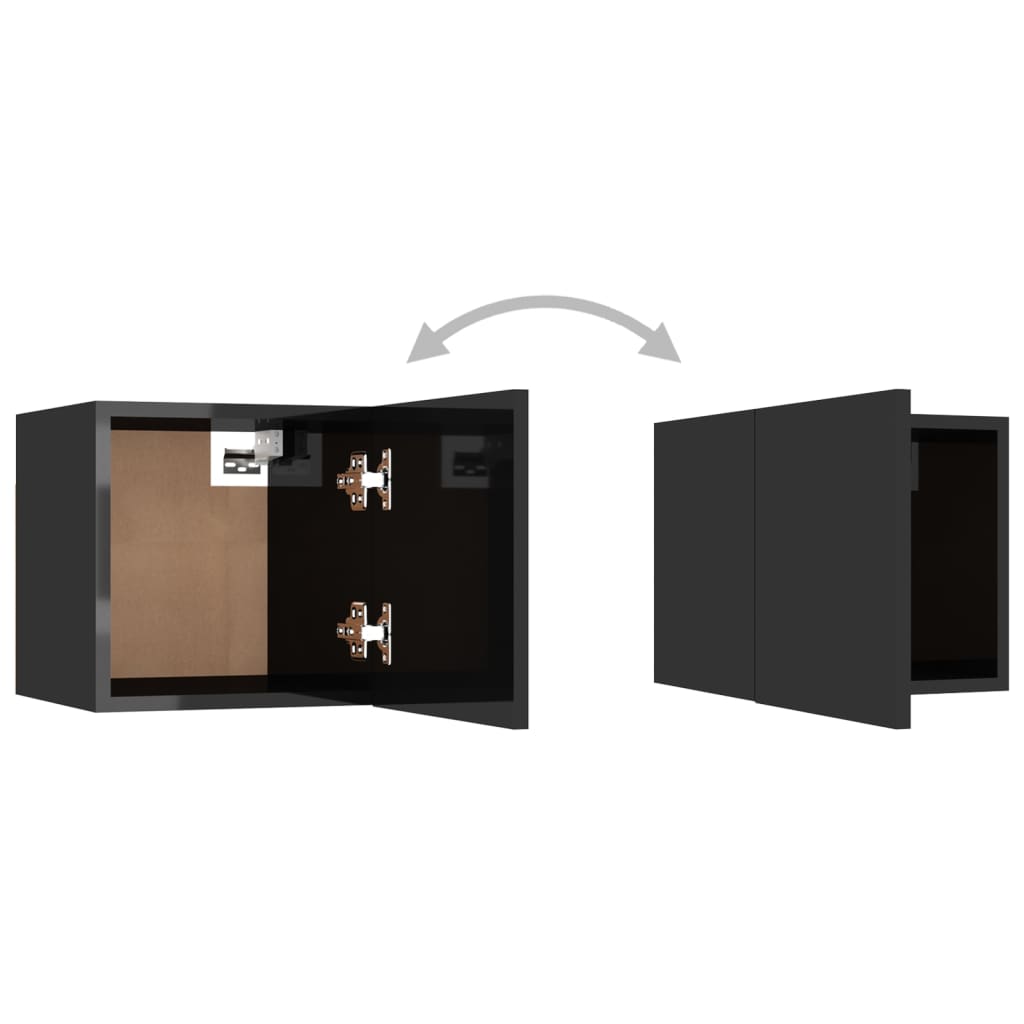 vidaXL Wall Mounted TV Cabinet High Gloss Black 30.5x30x30 cm