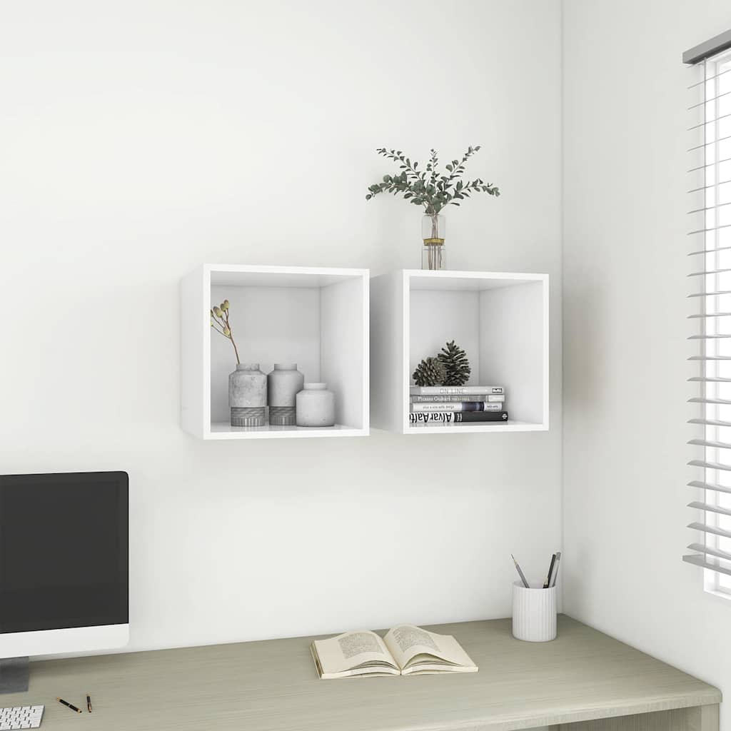 805445 vidaXL Wall Cabinets 2 pcs White 37x37x37 cm Engineered Wood