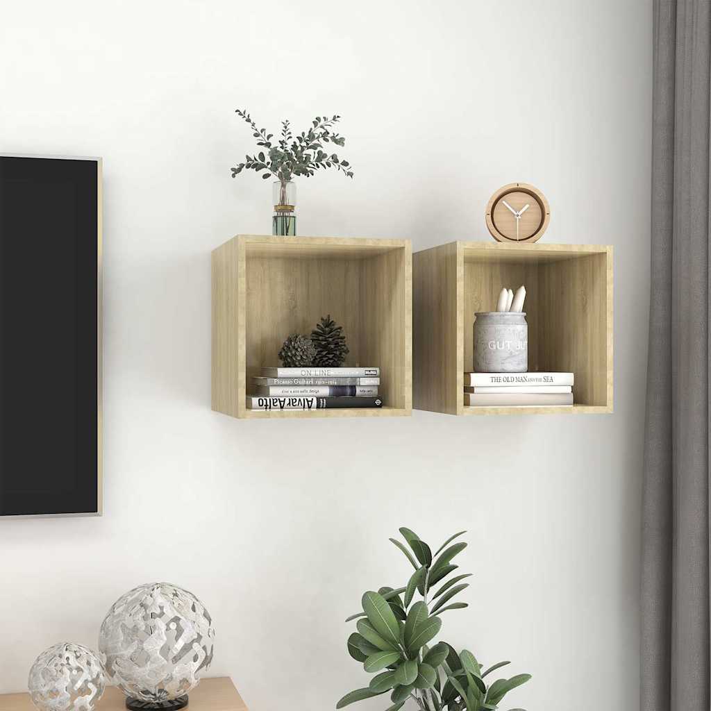805454 vidaXL Wall Cabinets 2 pcs Sonoma Oak 37x37x37 cm Engineered Wood