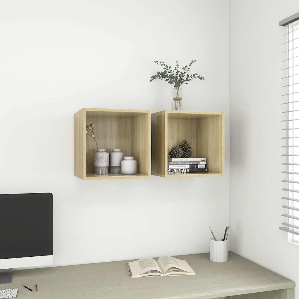 805454 vidaXL Wall Cabinets 2 pcs Sonoma Oak 37x37x37 cm Engineered Wood