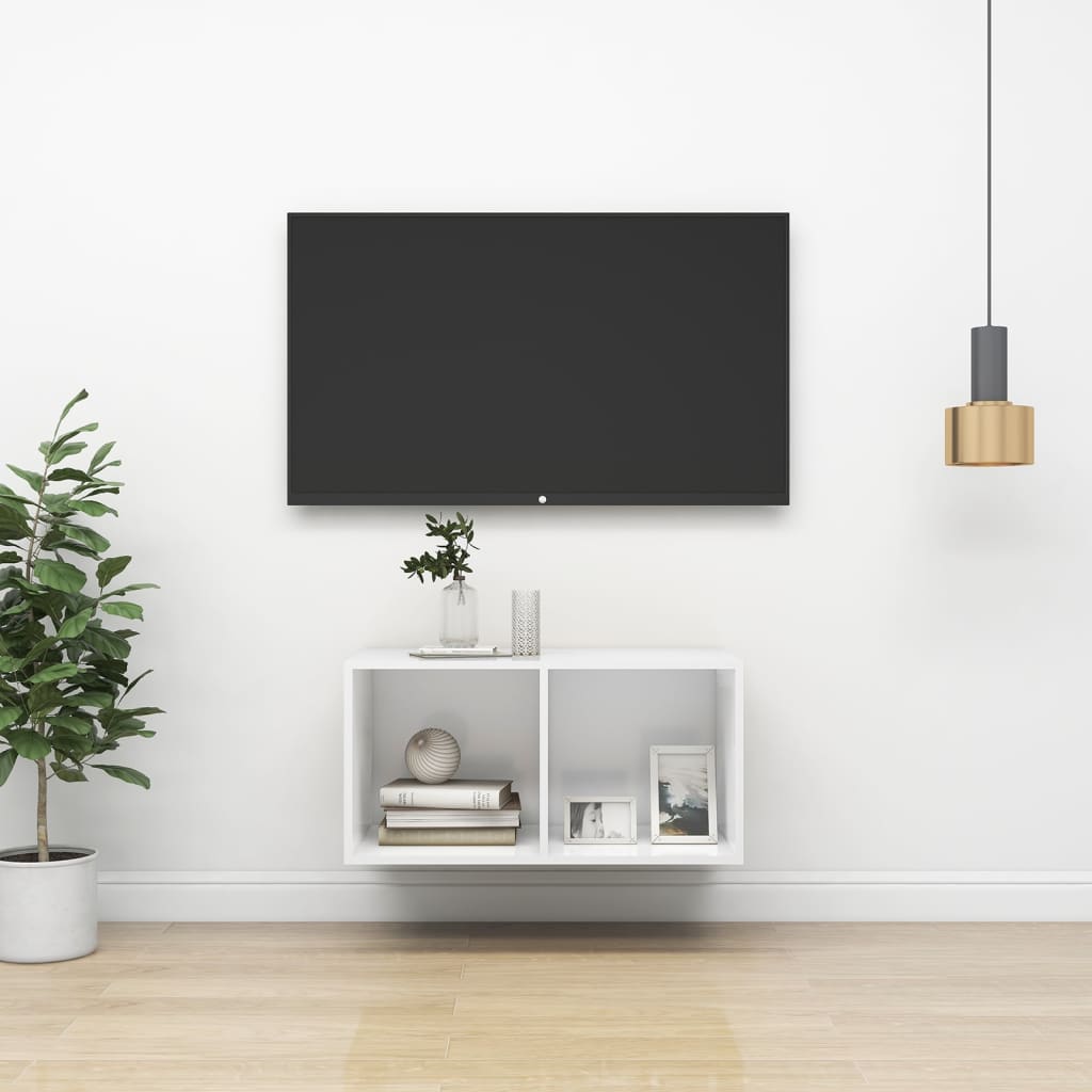 805471 vidaXL Wall-mounted TV Cabinet White 37x37x72 cm Engineered Wood