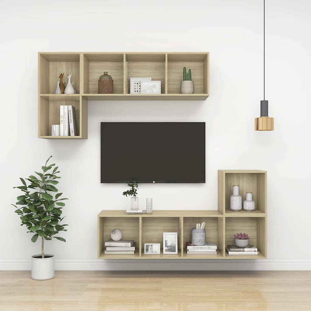 805474 vidaXL Wall-mounted TV Cabinet Sonoma Oak 37x37x72 cm Engineered Wood