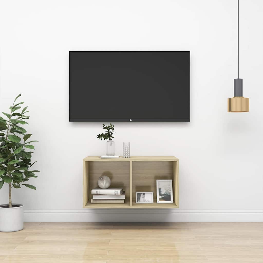 805474 vidaXL Wall-mounted TV Cabinet Sonoma Oak 37x37x72 cm Engineered Wood