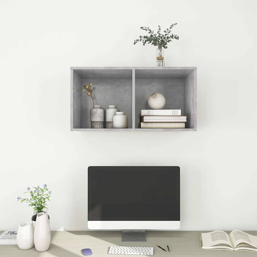 805475 vidaXL Wall-mounted TV Cabinet Concrete Grey 37x37x72 cm Engineered Wood