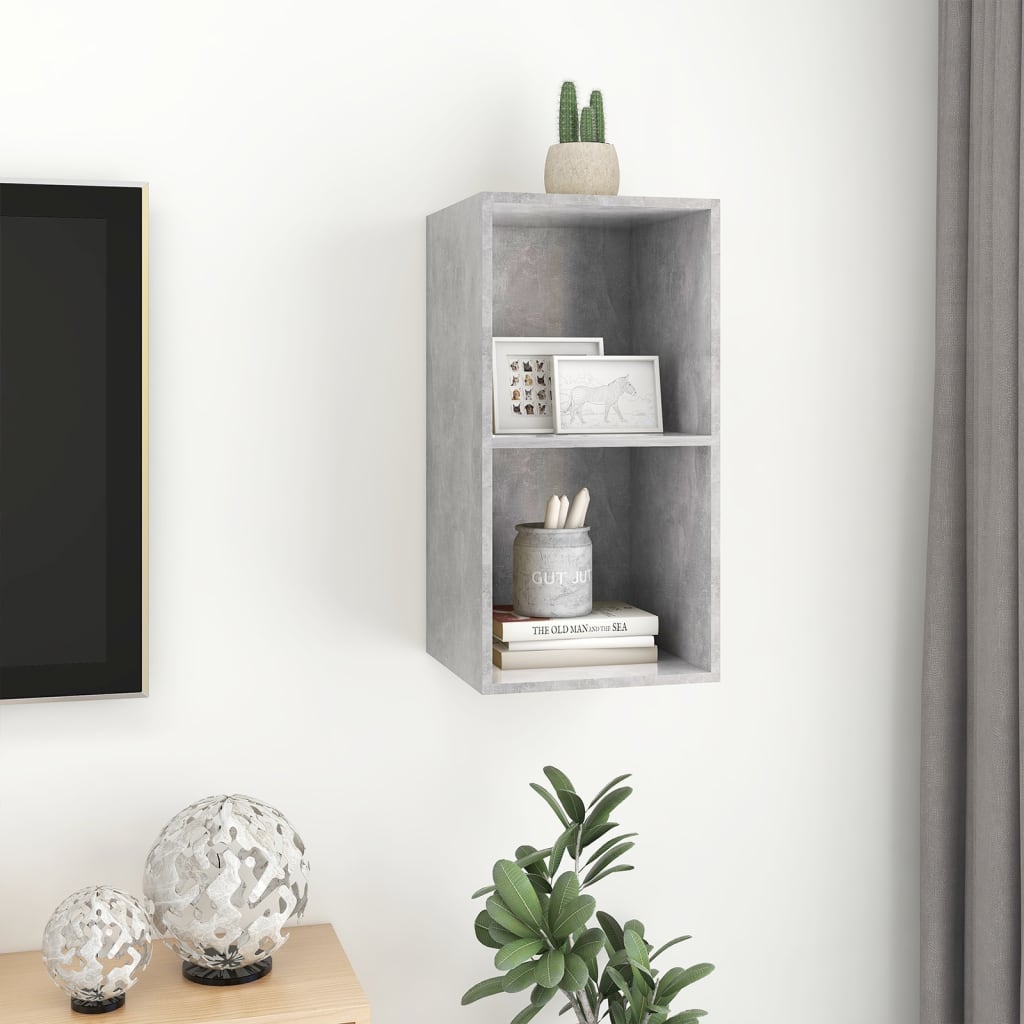 vidaXL Wall-mounted TV Cabinet Concrete Grey 37x37x72 cm Engineered Wood