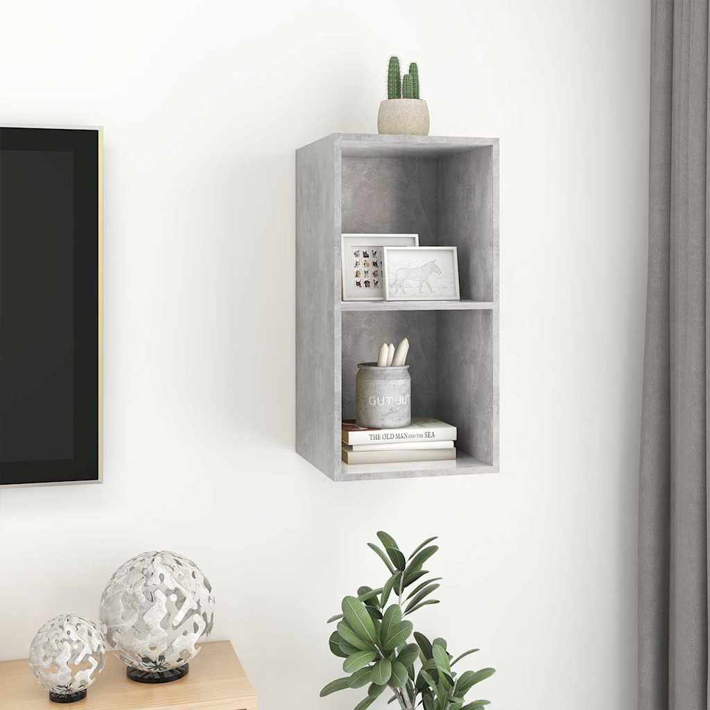 805475 vidaXL Wall-mounted TV Cabinet Concrete Grey 37x37x72 cm Engineered Wood