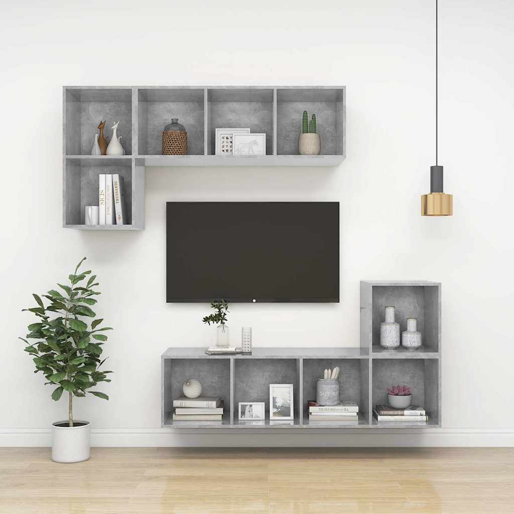 805475 vidaXL Wall-mounted TV Cabinet Concrete Grey 37x37x72 cm Engineered Wood