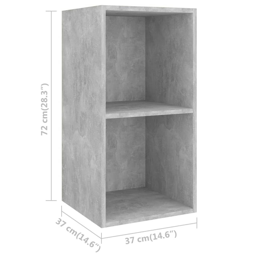 vidaXL Wall-mounted TV Cabinet Concrete Grey 37x37x72 cm Engineered Wood