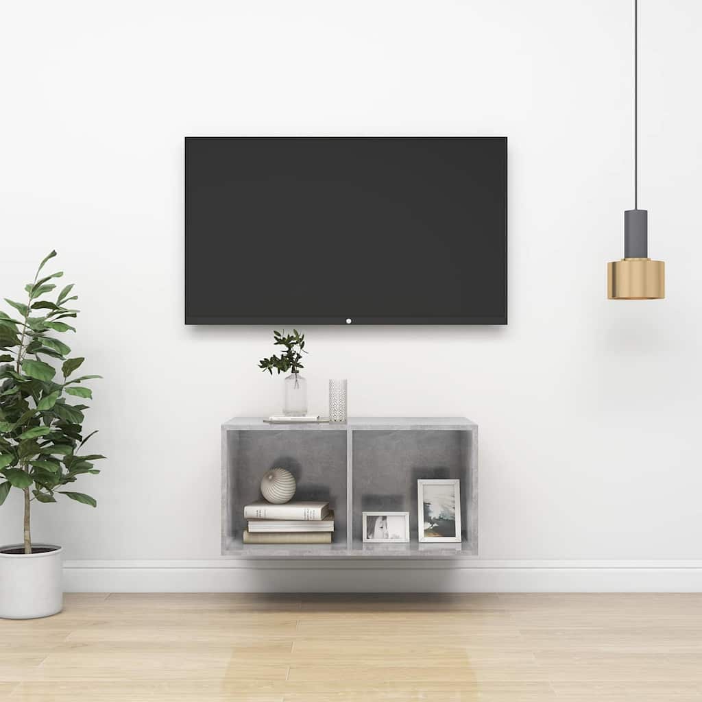 805475 vidaXL Wall-mounted TV Cabinet Concrete Grey 37x37x72 cm Engineered Wood