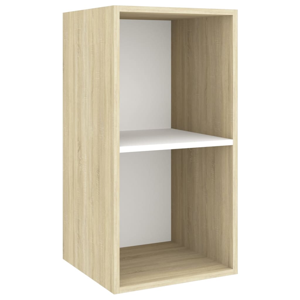 vidaXL Wall-mounted TV Cabinet Sonoma Oak and White 37x37x72 cm Engineered Wood