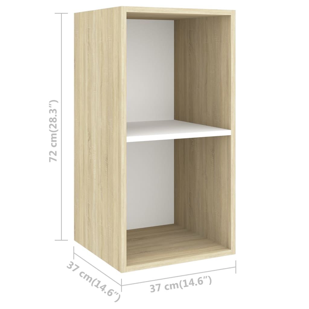 vidaXL Wall-mounted TV Cabinet Sonoma Oak and White 37x37x72 cm Engineered Wood