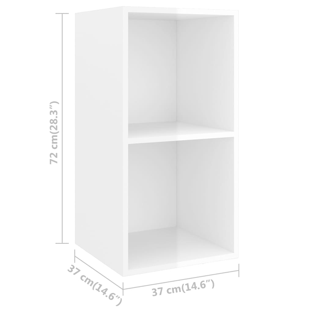 vidaXL Wall-mounted TV Cabinet High Gloss White 37x37x72 cm Engineered Wood