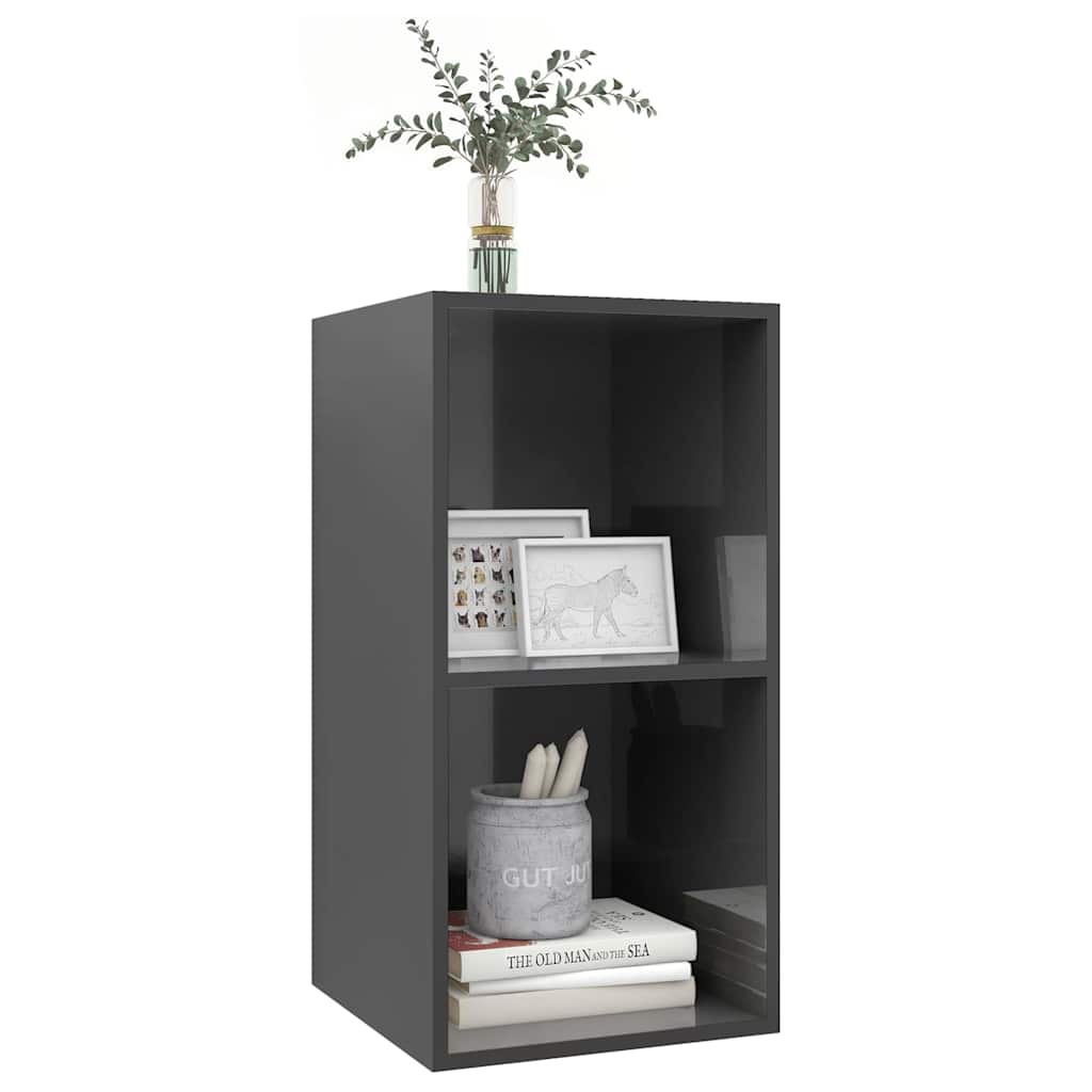 805479 vidaXL Wall-mounted TV Cabinet High Gloss Grey 37x37x72 cm Engineered Wood