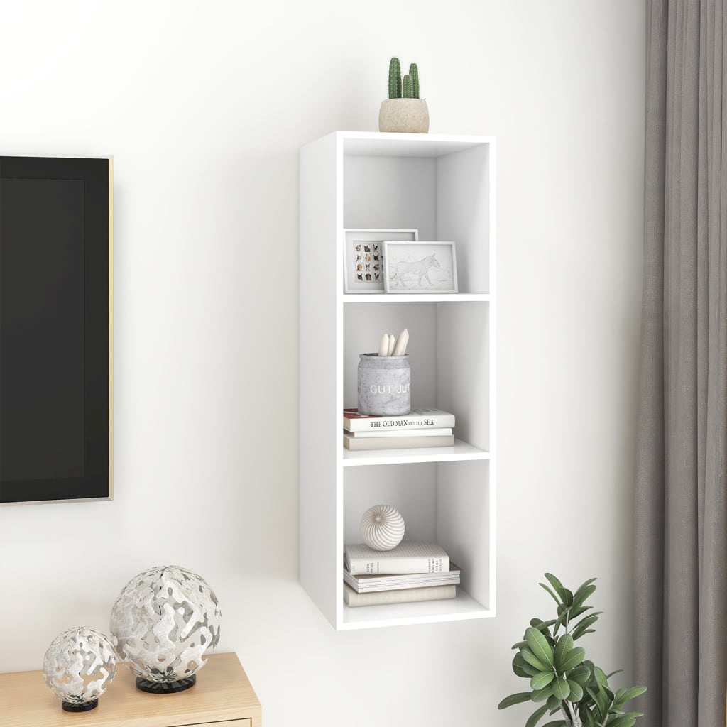 vidaXL Wall-mounted TV Cabinet White 37x37x107 cm Engineered Wood