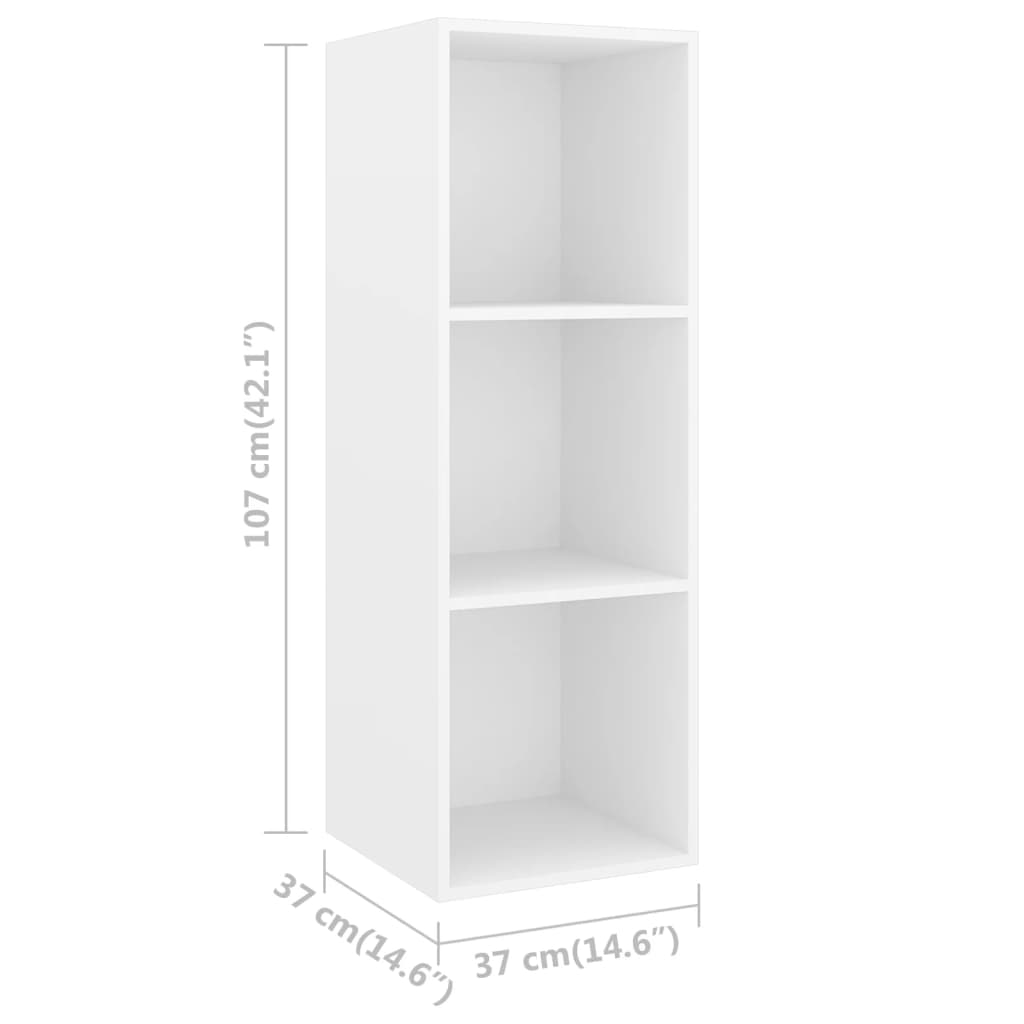 vidaXL Wall-mounted TV Cabinet White 37x37x107 cm Engineered Wood