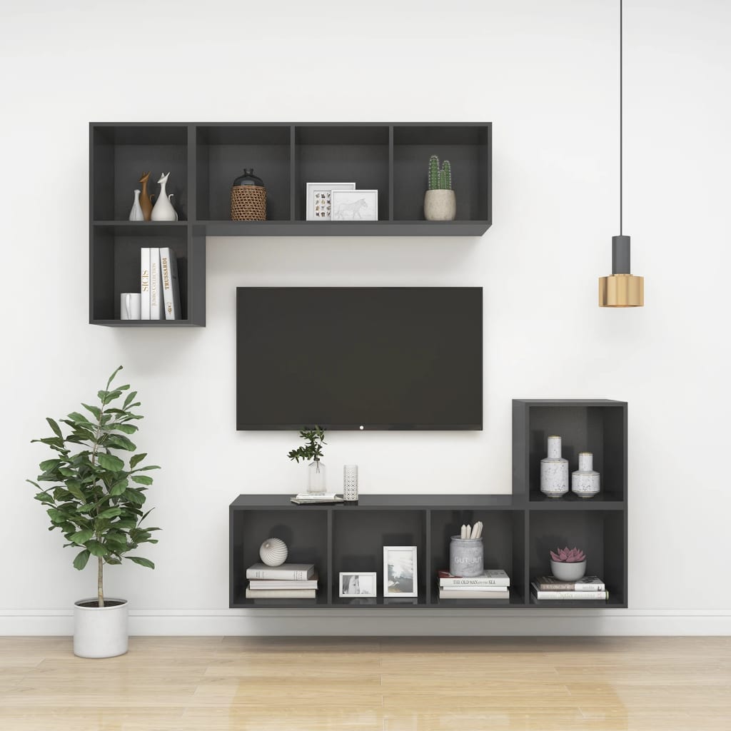 vidaXL Wall-mounted TV Cabinet Grey 37x37x107 cm Engineered Wood