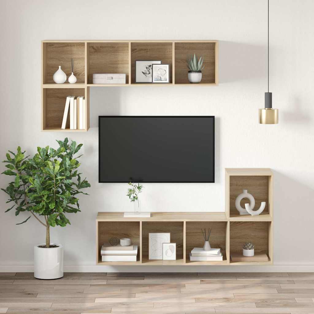 805483 vidaXL Wall-mounted TV Cabinet Sonoma Oak 37x37x107 cm Engineered Wood