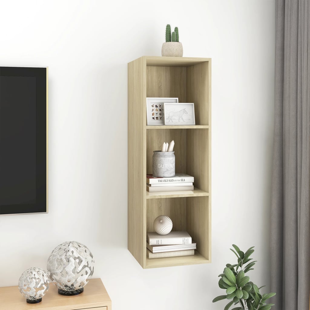 vidaXL Wall-mounted TV Cabinet Sonoma Oak 37x37x107 cm Engineered Wood