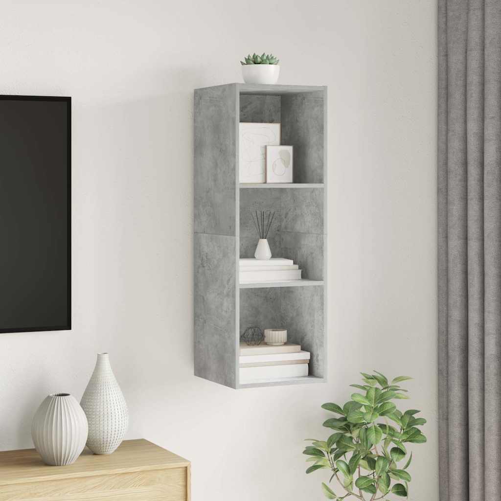 805484 vidaXL Wall-mounted TV Cabinet Concrete Grey 37x37x107 cm Engineered Wood