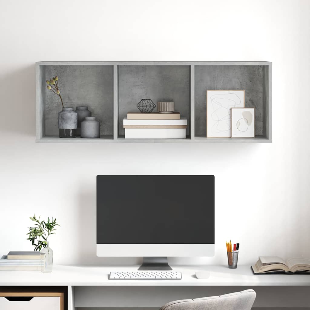 805484 vidaXL Wall-mounted TV Cabinet Concrete Grey 37x37x107 cm Engineered Wood