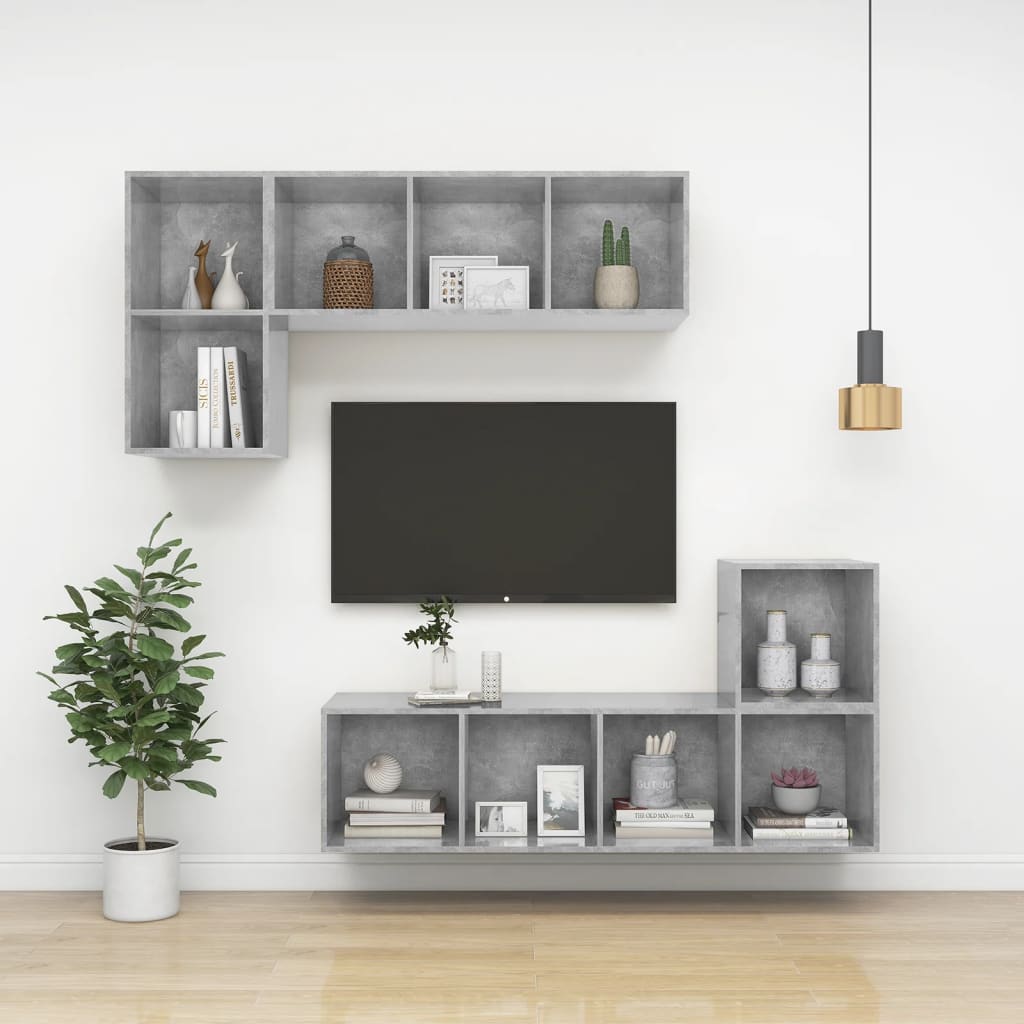 Wall-mounted TV Cabinet Concrete Grey 37x37x107 cm Engineered Wood