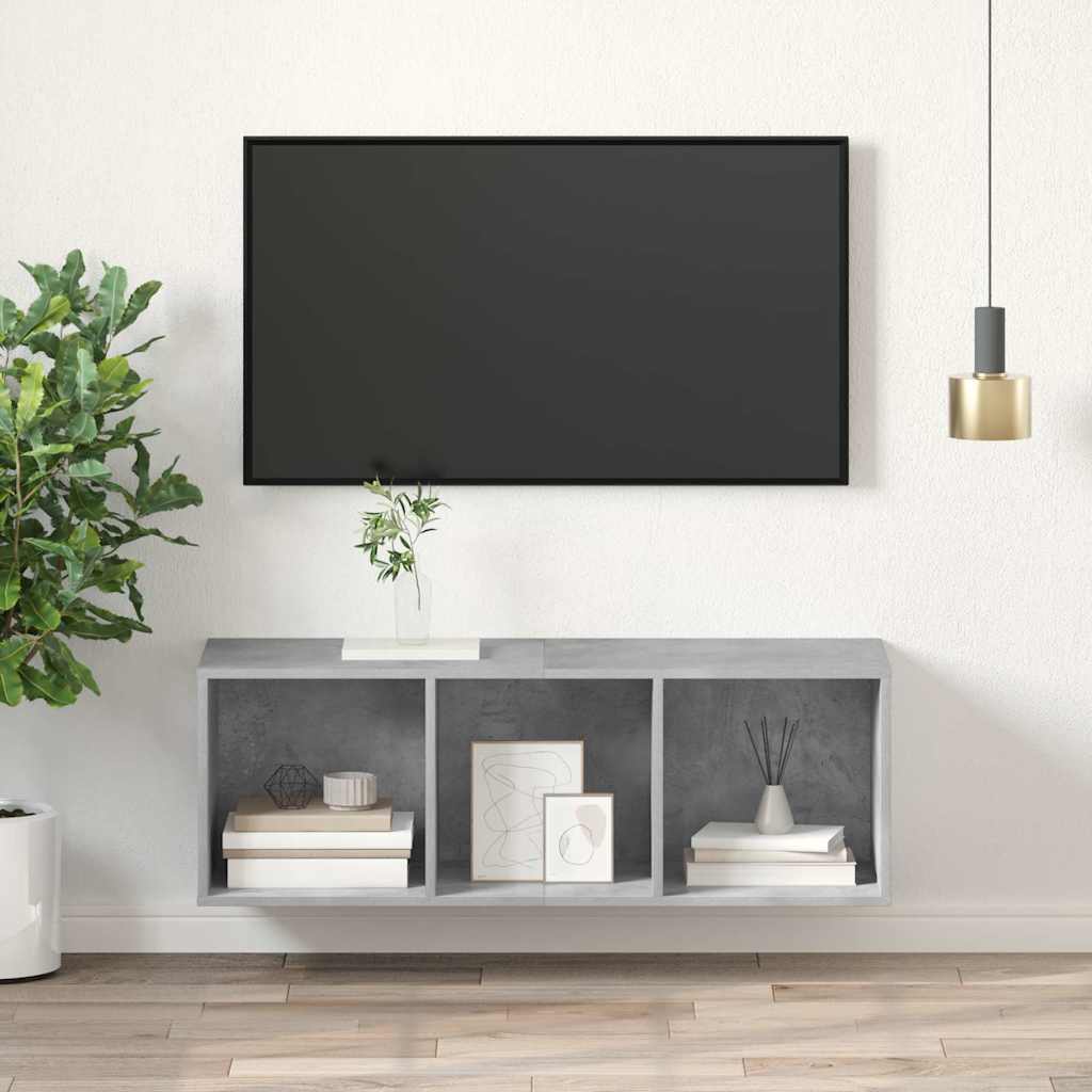805484 vidaXL Wall-mounted TV Cabinet Concrete Grey 37x37x107 cm Engineered Wood
