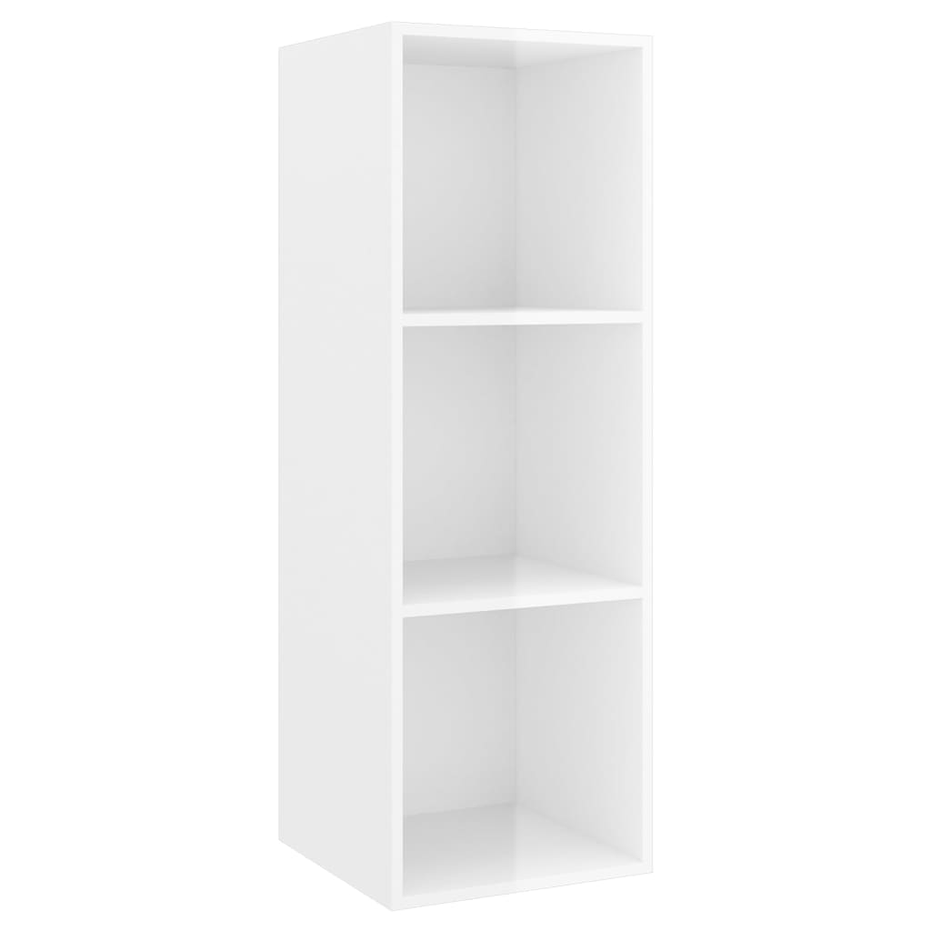 vidaXL Wall-mounted TV Cabinet High Gloss White 37x37x107 cm Engineered Wood