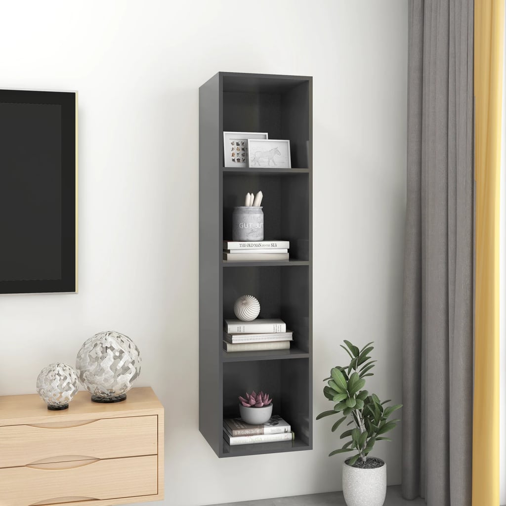 vidaXL Wall-mounted TV Cabinet Grey 37x37x142.5 cm Engineered Wood